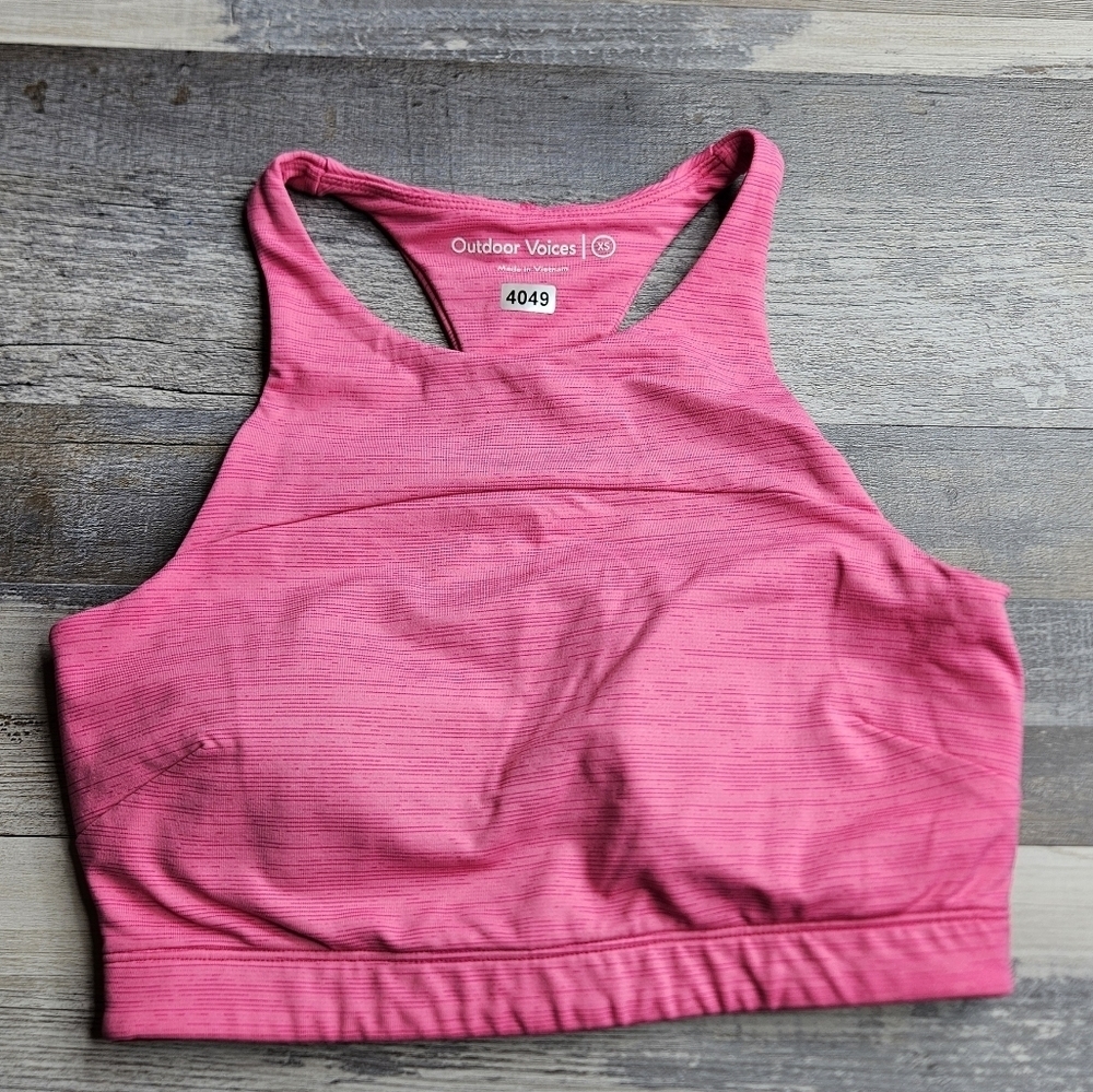 Outdoor Voices XS Sports Bra Pink Heathered Tech Sweat Racerback